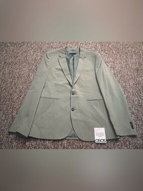 ASOS Design Men’s Green Twill Business Causal Formal Slim Suit Jacket 36R New